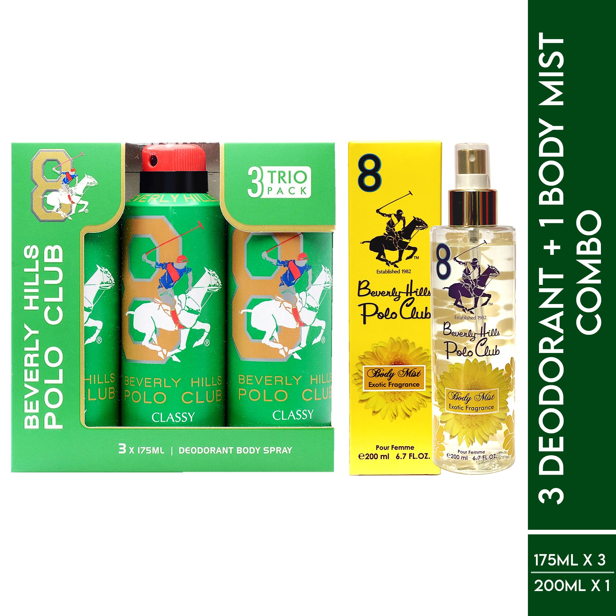 BHPC 3 CLASSY DEODORANT + 1 BODY MIST COMBO (3 X 175 ML + 1 X 200 ML)