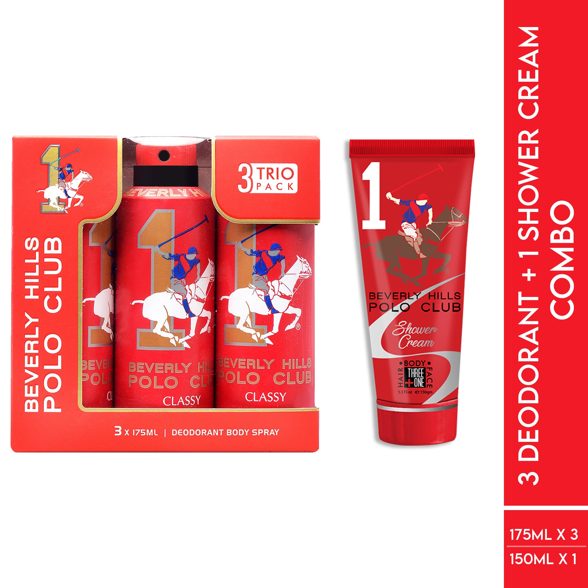BHPC 3 CLASSY DEODORANT + 1 SHOWER CREAM COMBO (3 X 175 ML + 1 X 150 ML)