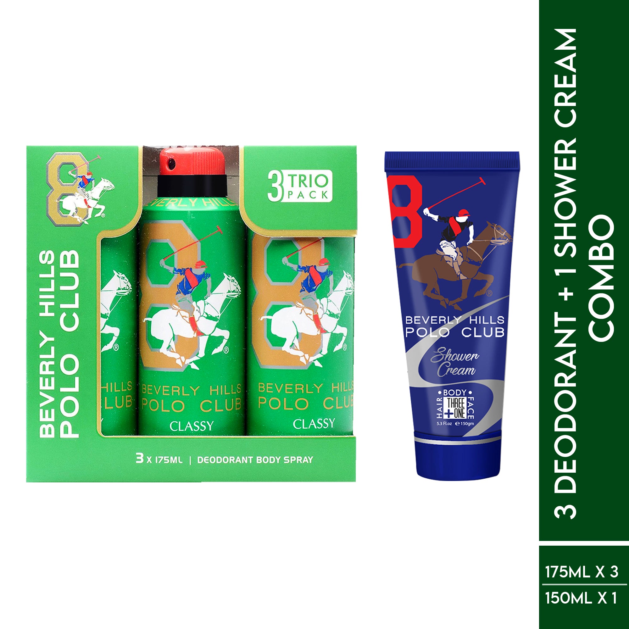 BHPC 3 CLASSY DEODORANT + 1 SHOWER CREAM COMBO (3 X 175 ML + 1 X 150 ML)