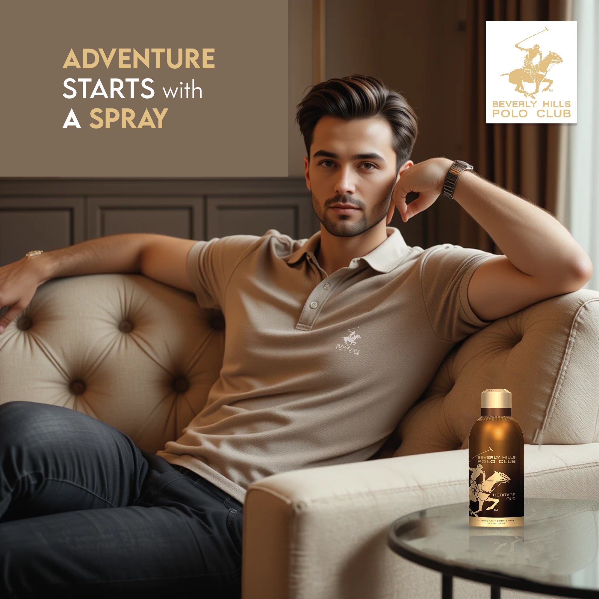 Heritage Oud Prestige Parfum Body Spray - 300 ml, Deodorant for Men